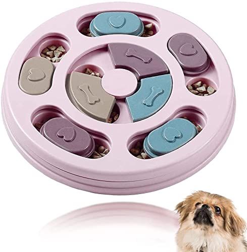 XiXiRan Hund Puzzle Feeder Spielzeug, Hundespielzeug Intelligenz, Hunde Lernspielzeug, IQ Interaktives Spielzeug für Hunde, Haustier-Puzzle-Spielzeug, Hund Treat Dispenser Rundes(Pink) von XiXiRan