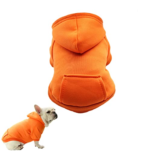 XiXiRan Hunde Hoodie Baumwolle, Hundemantel Mit Kapuze, Haustier Warm Pullover, Katze Kleidung, Winter (L, Orange) von XiXiRan