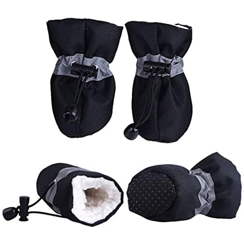 Hundeschuhe, 4 Stücke, XiXiRan Anti-Rutsch Hunde Pfotenschutz, Wasserdicht Hundeschuhe mit Reflektierenden Riemen, Pfotenschutz für Hunde Winter, Weiche Sohle, Geeignet für Kleine Hunde, Schwarz Hundeschuhe, 4 Stücke, XiXiRan Anti-Rutsch Hunde Pfotenschutz, Wasserdicht Hundeschuhe mit Reflektierenden Riemen, Pfotenschutz für Hunde Winter, Weiche Sohle, Geeignet für Kleine Hunde, Schwarz von XiXiRan