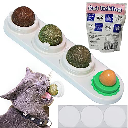 XiXiRan Katzenminze Ball Spielzeug, Katzenminze Bälle für Katzen, Drehbare Katzenminze Ball Katze Süßigkeiten, 4 in 1 Katzenminze Ball für Katzen Set, Essbare Bälle für Katzen, Kätzchen von XiXiRan