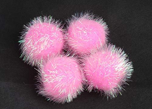 XiXiboutique 15 Stück Jumbo Pom Bushy Sparkle Ball Katzenspielzeug, interaktives Glitzer-Pom-Katzenspielzeug für Kätzchen (mit Lametta: 7,6 cm, Pink) von XiXiboutique