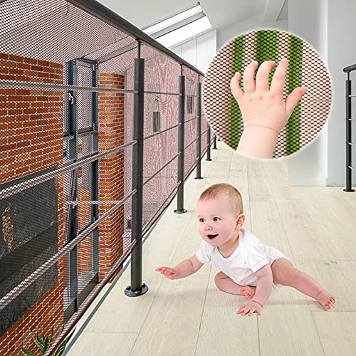XiYee Treppen Schutznetz, 3 Meter Geländer Sicherheitsnetz, Sicherheitsnetz, Treppenschutznetz für Kinder, Baby Balkonnetz, Sicherheitsnetz für Kinder, Treppenschutznetz Baby, Safety Net (Brown) von XiYee