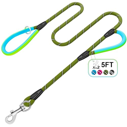 Hundeleine mit doppeltem Griff, 1,5 m, XiaZ mit zwei Griffen, strapazierfähig, 453,6 kg, reflektierend, PVC, wasserdichte Griffe, Metallhaken, Doppelgriff für mittelgroße und große Sicherheit bei Hundeleine mit doppeltem Griff, 1,5 m, XiaZ mit zwei Griffen, strapazierfähig, 453,6 kg, reflektierend, PVC, wasserdichte Griffe, Metallhaken, Doppelgriff für mittelgroße und große Sicherheit bei von XiaZ