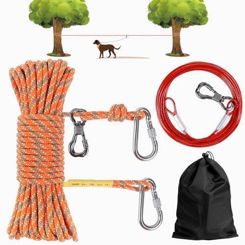 XiaZ 30 m langes Hundeleinenkabel für Camping, Trolley-System-Laufkabel mit 3 m langem Hundeleine, reflektierende Leine für Hof, Camping, Park, Veranstaltungen im Freien, für kleine bis große Hunde XiaZ 30 m langes Hundeleinenkabel für Camping, Trolley-System-Laufkabel mit 3 m langem Hundeleine, reflektierende Leine für Hof, Camping, Park, Veranstaltungen im Freien, für kleine bis große Hunde von XiaZ