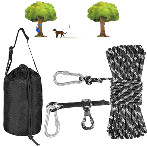 XiaZ Hunde-Campingleine, 30,5 m, tragbares Überkopf-Trolley-System für Hunde bis zu 90 kg, Hundeleine, Camping, Parks, Outdoor-Events, 5 Minuten Einrichtung, Schwarz XiaZ Hunde-Campingleine, 30,5 m, tragbares Überkopf-Trolley-System für Hunde bis zu 90 kg, Hundeleine, Camping, Parks, Outdoor-Events, 5 Minuten Einrichtung, Schwarz von XiaZ