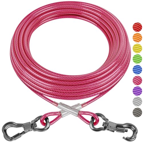 XiaZ Hundeleine, Hundeketten für draußen mit Drehhaken, Hundeleine für Hof, Outdoor und Camping, rostfreie Trainingsleine für kleine bis mittelgroße Haustiere bis zu 113 kg, 4,5 m, Rosa XiaZ Hundeleine, Hundeketten für draußen mit Drehhaken, Hundeleine für Hof, Outdoor und Camping, rostfreie Trainingsleine für kleine bis mittelgroße Haustiere bis zu 113 kg, 4,5 m, Rosa von XiaZ