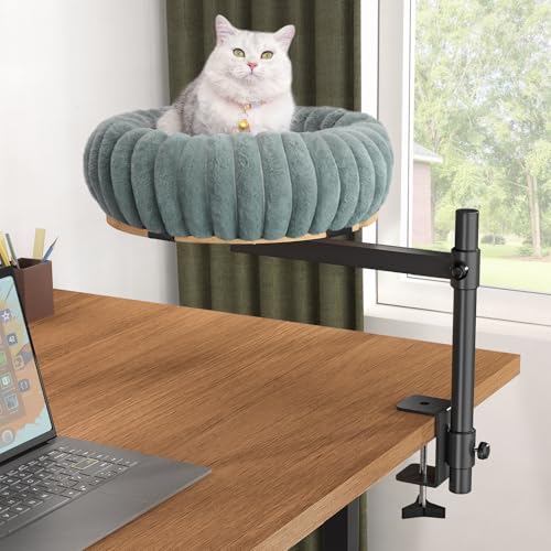 XiaZ Katzenbett für den Schreibtisch, erhöht, drehbar und verstellbar, stabiler Metallständer mit großem, gemütlichem Katzennest, perfektes Katzenmöbel für die Arbeit von zu Hause/Büro, doppelte XiaZ Katzenbett für den Schreibtisch, erhöht, drehbar und verstellbar, stabiler Metallständer mit großem, gemütlichem Katzennest, perfektes Katzenmöbel für die Arbeit von zu Hause/Büro, doppelte von XiaZ