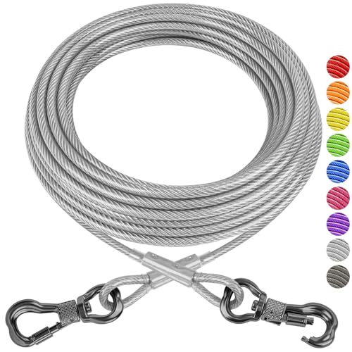XiaZ Laufleine, Hundeleine, Hundeketten für draußen mit Drehhaken, Hundeleine für Hof, Outdoor und Camping, rostfreie Trainingsleine für kleine bis mittelgroße Haustiere bis zu 27 kg, 9 m, Silber XiaZ Laufleine, Hundeleine, Hundeketten für draußen mit Drehhaken, Hundeleine für Hof, Outdoor und Camping, rostfreie Trainingsleine für kleine bis mittelgroße Haustiere bis zu 27 kg, 9 m, Silber von XiaZ