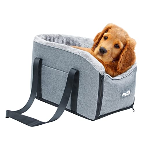 Xiaocao Extra Stabiler Hunde Autositz, Mittelkonsole Hundesitz, Erhöhter Auto-Schalensitz für Haustiere, mit verstellbaren Gurten, für die meisten interaktiven Deluxe-Haustiersitz von Xiaocao