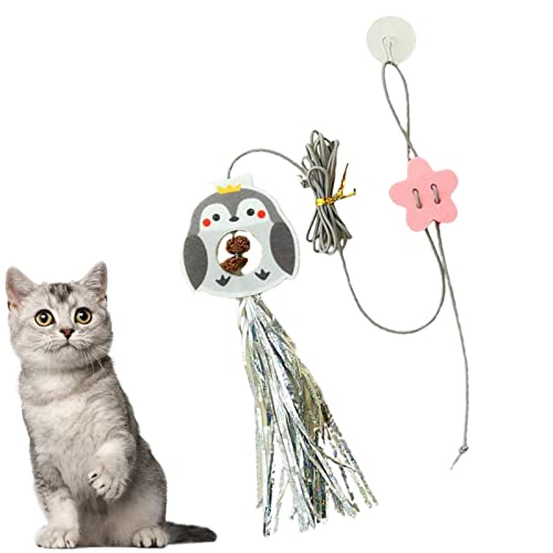 Xiaocao Katzentür-Spielzeug - Niedliches lustiges hängendes Tür-Katzenminzen-Spielzeug Katzenspielzeug für Innenkatzen - Verstellbares einziehbares Katzenspielzeug Interaktiver Kätzchen-Teaser von Xiaocao