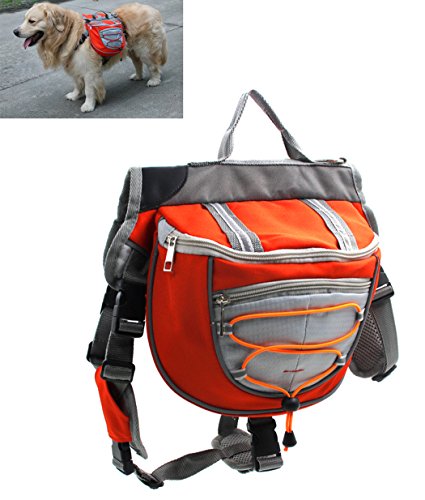 Xiaoyu Hund Rucksack, verstellbare Satteltasche Kabelbaum Träger, für Reisen Wandercamping, orange, S von Xiaoyu
