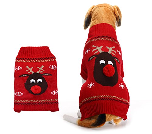 Xiaoyu Hundepullover für Hunde weihnachtlich Rentier, Rot, XXL Xiaoyu Hundepullover für Hunde weihnachtlich Rentier, Rot, XXL von XIAOYU