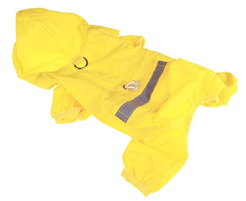 XIAOYU einstellbare Pet Hund wasserdichte Overall Regenmantel Jacke mit sicheren reflektierenden Streifen, Gelb, S von XIAOYU