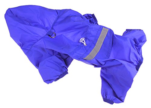 XIAOYU einstellbare Pet Hund wasserdichte Overall Regenmantel Jacke mit sicheren reflektierenden Streifen, blau, S von XIAOYU