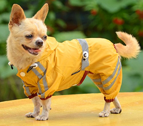 Xiaoyu pet Dog Welpe wasserdicht Regenmantel Jacke mit Kappe für kleine mittelgroße Hunde, gelb, XL von Xiaoyu