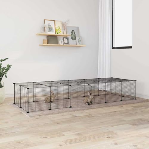28-TLG. Haustierkäfig mit Tür, Xichuzi Meerschweinchen Käfig, Meerschweinchen Gehege, Kleintierkäfig, Freigehege Für Kaninchen, Hasenkäfig, Kaninchenstall, Kaninchengehege, Schwarz 35x35 cm Stahl von Xichuzi
