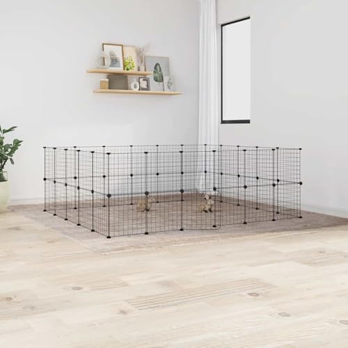 44-TLG. Haustierkäfig mit Tür, Xichuzi Meerschweinchen Käfig, Meerschweinchen Gehege, Kleintierkäfig, Hasenkäfig, Freigehege Für Kaninchen, Kaninchenstall, Kaninchengehege, Schwarz 35x35 cm Stahl von Xichuzi