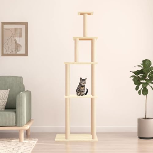 Kratzbaum mit Sisal-Kratzsäulen Creme 183 cm, Xichuzi Katzenkratzbaum, Katzenmöbel, Kratztonne Für Katzen, Aktivitätskratzbäume, Katzen Zubehör - 171744 Kratzbaum mit Sisal-Kratzsäulen Creme 183 cm, Xichuzi Katzenkratzbaum, Katzenmöbel, Kratztonne Für Katzen, Aktivitätskratzbäume, Katzen Zubehör - 171744 von Xichuzi