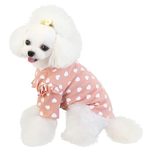 XiinxiGo Cotton Hundekleidung SüßHunde-T-Shirts Kleidung, Baumwollhemden Weich und atmungsaktiv, Hundehemden Bekleidung Fit für kleine extra kleine mittlere Hundekatze,Rosa,L von XiinxiGo