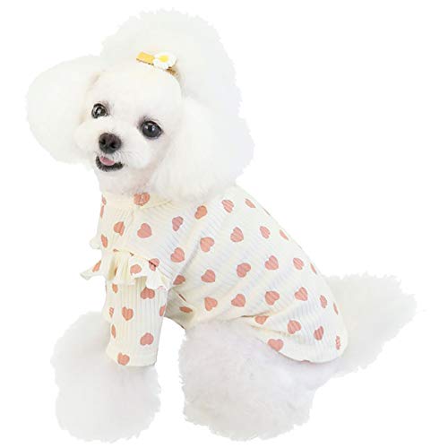 XiinxiGo Cotton Hundekleidung SüßHunde-T-Shirts Kleidung, Baumwollhemden Weich und atmungsaktiv, Hundehemden Bekleidung Fit für kleine extra kleine mittlere Hundekatze,Weiß,L von XiinxiGo