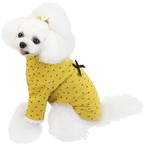 XiinxiGo Dog Hemd, Pet Vintage Style Shirt Haustier-Hundekleidung, Cat Plaid Kleidung Hemd weich und bequem,Gelb,2XL von XiinxiGo