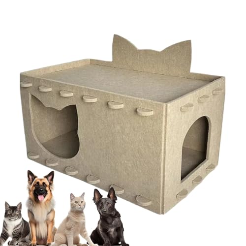 Xijobido Katzen Kratz Haus | Filz Katzentunnel Mit Schlafplatz - Zweischichtiges Puzzle-System Mit Kratzfunktion Für Zuhause, Wohnung & Camping von Xijobido