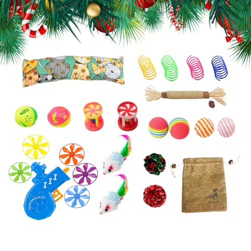 Xijobido Plüsch Katzenspielzeug | Bewegungsaktiv Plüschmäuse-Set Mit Weihnachtsmotiv Für Kitten - Beißfestes Kauspielzeug für Kätzchen als Set für kleine, mittlere und große Katzen von Xijobido