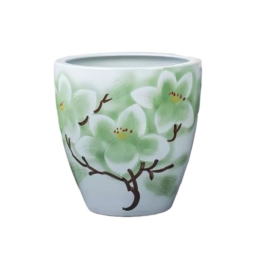 Aquarien Chinesisches erhöhtes Keramik-Aquarium for Terrasse und Garten, Aquarium, Wassertank, Vintage-Dekoration for Terrasse und Wohnzimmer, Keramik-Blumentopf ohne Löcher Desktop-Aquarium(M) von Xilin-872