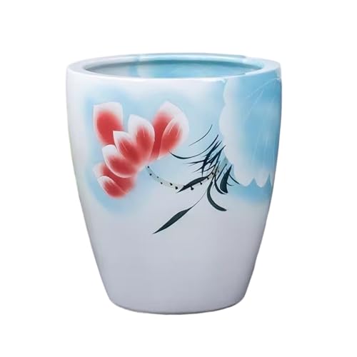 Aquarien Keramik-Aquarium im Vintage-Stil mit chinesischem Lotusmuster, for Terrasse, Garten, Aquarium, Wohnzimmer, Ornament, Keramik-Blumentopf ohne Löcher Desktop-Aquarium(M) von Xilin-872