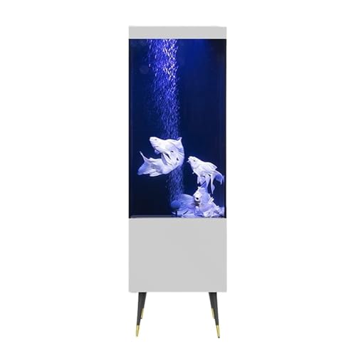 Xilin-872 Aquarien Kreative Wohnzimmer Büro Fisch Tank Wohnzimmer Hause Boden Stehen Zurück Filter Fisch Tank Desktop-Aquarium(Weiß) von Xilin-872