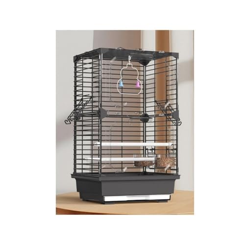 Vogelkäfig Papageien-Vogelkäfig, Acryl-Front, Landschaftsbeobachtungskäfig, vertieftes Chassis, ziehbar und leicht zu reinigen(Schwarz) von Xilin-872