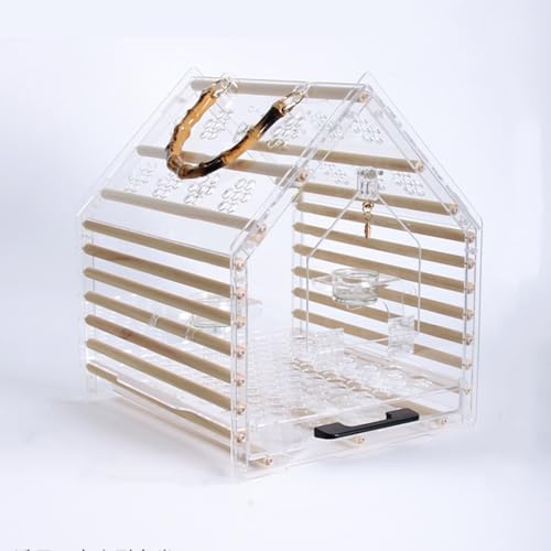 Vogelkäfig Vogelhaus, tragbarer Vogelkäfig aus Acryl, zusammengebaut, atmungsaktiv, dekorativer for den Außenbereich, leicht zu reinigen(Mittel) von Xilin-872