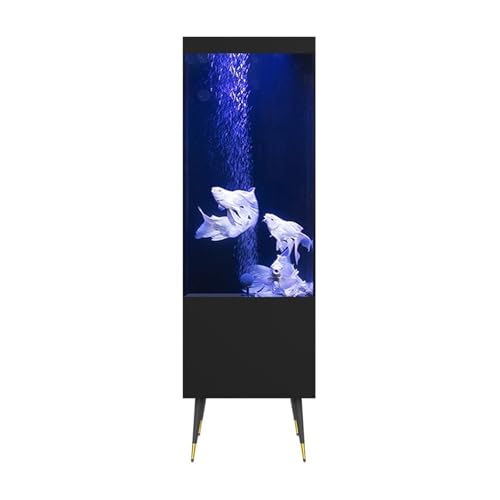 Aquarien Kreative Wohnzimmer Büro Fisch Tank Wohnzimmer Hause Boden Stehen Zurück Filter Fisch Tank Desktop-Aquarium(Schwarz) von Xilin-872