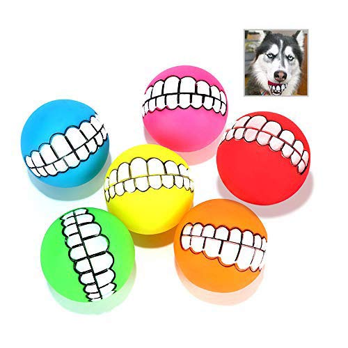 Hundespielzeug Ball Mit,6 Stücke Interessant Quietschspielzeug Hund Spielzeug Ball Geeignet Spielzeug für Kleine Hunde/Katzen/Interaktive Haustiere (Zufällige Farbe) von Tuciyke