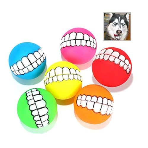 Hundespielzeug Ball Mit,6 Stücke Interessant Quietschspielzeug Hund Spielzeug Ball Geeignet Spielzeug für Kleine Hunde/Katzen/Interaktive Haustiere (Zufällige Farbe) von Tuciyke