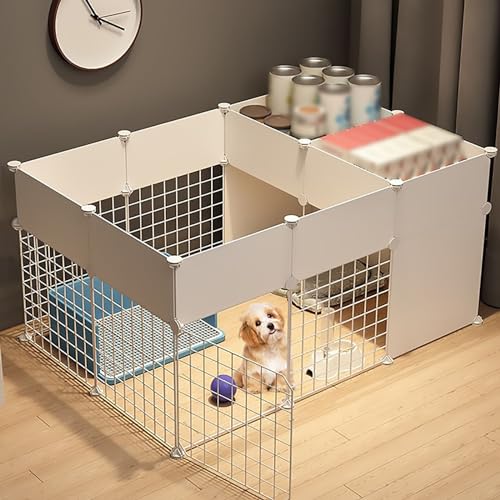 DIY-Hundelaufstall für den Innenbereich, Katzenkäfig, Abnehmbarer Metalldraht, großer Übungsplatz-Laufstall, für Kaninchen, Hasen, Meerschweinchen, Chinchilla (Größe: A-111 x 75 x 54 cm) Warm as Ever von Ximengyuan