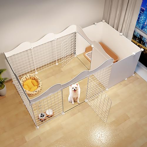 Hundezaun, Innenkäfig für kleine Hunde, Zaun für EIN Zimmer und EIN Badezimmer, mit Toilettenbereich, Design mit Mehreren Türen (Größe: 165 x 75 x 57 cm) Warm as Ever von Ximengyuan