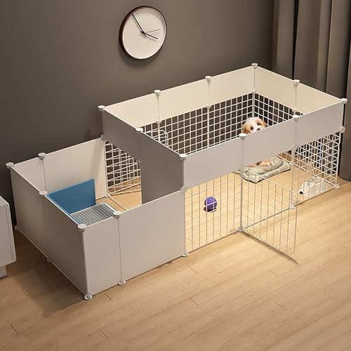 Katzengehege für den Innenbereich, DIY-Design-Hundekiste, mit Toilettenbereich, Hundezaun, Abnehmbarer Kleintierkäfig aus Metall, für Kätzchen, Kaninchen und Kleintiere (Größe: 165 x 75 x 54 cm) Warm von Ximengyuan