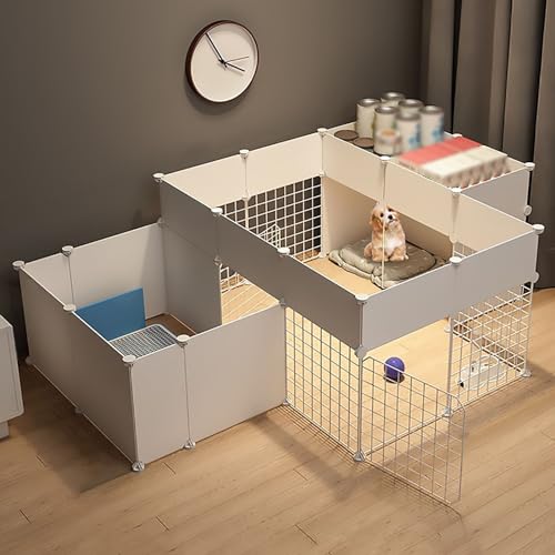 Katzengehege für den Innenbereich, DIY-Design-Hundekiste, mit Toilettenbereich, Hundezaun, abnehmbarer Kleintierkäfig aus Metall, für Kätzchen, Kaninchen und Kleintiere (Größe: 165 x 111 x 54 cm) Warm von Ximengyuan