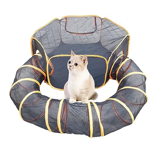 Katzentunnelspielzeug, Catio Cat Outdoor-Gehege, tragbares Haustierzelt, Hundekatzen-Laufstall, faltbar, für Katzen, Kaninchen, Frettchen und kleine Tiere, Spieltunnel im Innen- und Außenbereich Warm von Ximengyuan