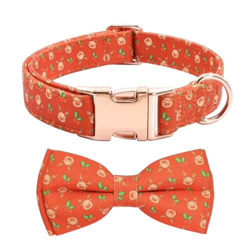 Weihnachts-Hundehalsband mit Schleife, Sicherheits-Metallschnalle und weicher Baumwolle, verstellbar, Festival-Hundehalsband für kleine bis große Mädchen und Jungen (Weihnachts-Hirsch, Rot, Größe S Weihnachts-Hundehalsband mit Schleife, Sicherheits-Metallschnalle und weicher Baumwolle, verstellbar, Festival-Hundehalsband für kleine bis große Mädchen und Jungen (Weihnachts-Hirsch, Rot, Größe S von Ximipet