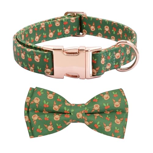 Weihnachts-Hundehalsband mit Schleife, Sicherheits-Metallschnalle und weicher Baumwolle, verstellbar, Festival-Hundehalsband für kleine bis große Mädchen und Jungen (Weihnachts-Hirschgrün, M 30,5–45,7 Weihnachts-Hundehalsband mit Schleife, Sicherheits-Metallschnalle und weicher Baumwolle, verstellbar, Festival-Hundehalsband für kleine bis große Mädchen und Jungen (Weihnachts-Hirschgrün, M 30,5–45,7 von Ximipet
