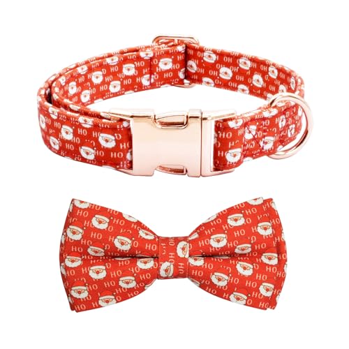 Weihnachts-Hundehalsband mit Schleife, Sicherheits-Metallschnalle und weicher Baumwolle, verstellbar, Festival-Hundehalsband für kleine bis große Mädchen und Jungen (Weihnachtsmann, Rot, Größe S Weihnachts-Hundehalsband mit Schleife, Sicherheits-Metallschnalle und weicher Baumwolle, verstellbar, Festival-Hundehalsband für kleine bis große Mädchen und Jungen (Weihnachtsmann, Rot, Größe S von Ximipet