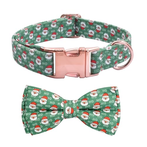 Weihnachts-Hundehalsband mit Schleife, Sicherheits-Metallschnalle und weicher Baumwolle, verstellbar, Festival-Hundehalsband für kleine bis große Mädchen und Jungen (Weihnachtsmann-Grün, S 25,4–35,6 Weihnachts-Hundehalsband mit Schleife, Sicherheits-Metallschnalle und weicher Baumwolle, verstellbar, Festival-Hundehalsband für kleine bis große Mädchen und Jungen (Weihnachtsmann-Grün, S 25,4–35,6 von Ximipet