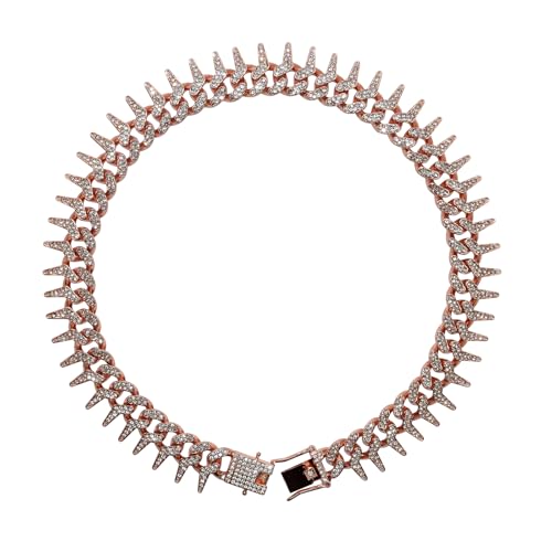 Ximipet Luxus-Hundehalsband mit kubanischen Gliedern, mit Stacheln und Diamantbesatz, verstellbar, 20,3 cm - 76,2 cm, Metall, rutschfeste Sicherheitsschnalle, Hundehalskette für kleine bis große Hunde Ximipet Luxus-Hundehalsband mit kubanischen Gliedern, mit Stacheln und Diamantbesatz, verstellbar, 20,3 cm - 76,2 cm, Metall, rutschfeste Sicherheitsschnalle, Hundehalskette für kleine bis große Hunde von Ximipet