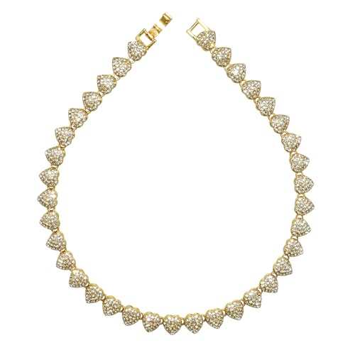Ximipet Niedliches herzförmiges Diamant-Hundehalsband, stabiles Metall, gold/silber, für Hunde und Katzen, Schmuck, mehrere Größen (Gold, 45 cm) von Ximipet