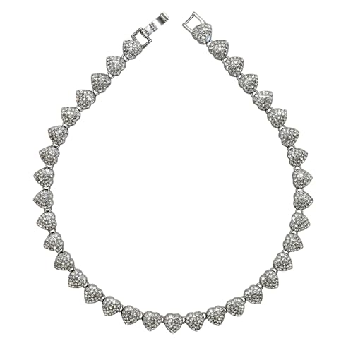 Ximipet Niedliches herzförmiges Diamant-Hundehalsband, stabiles Metall, gold/silber, für Hunde und Katzen, Schmuck, mehrere Größen (Silber, 40 cm) von Ximipet