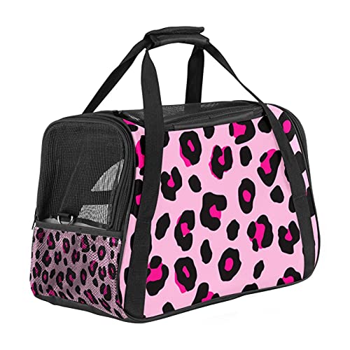 Xingruyun Hundetragetasche Rosa Leopard Katzentragetasche Faltbare Transporttasche Atmungsaktiv Haustiertasche Für Katzen Und Hunden 43x26x30 cm von Xingruyun