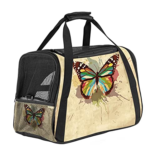 Xingruyun Hundetragetasche Vintage Retro Schmetterling Katzentragetasche Faltbare Transporttasche Atmungsaktiv Haustiertasche Für Katzen Und Hunden 43x26x30 cm von Xingruyun