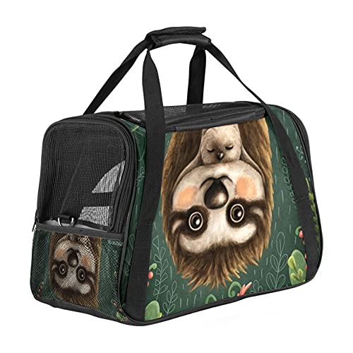 Xingruyun Katze Transporttasche Faultier-Dschungel-Regenwald Hund Transporttasche Faltbare Tragetasche für Haustiere Hundetragetasche Katzentragetasche 43x26x30 cm von Xingruyun